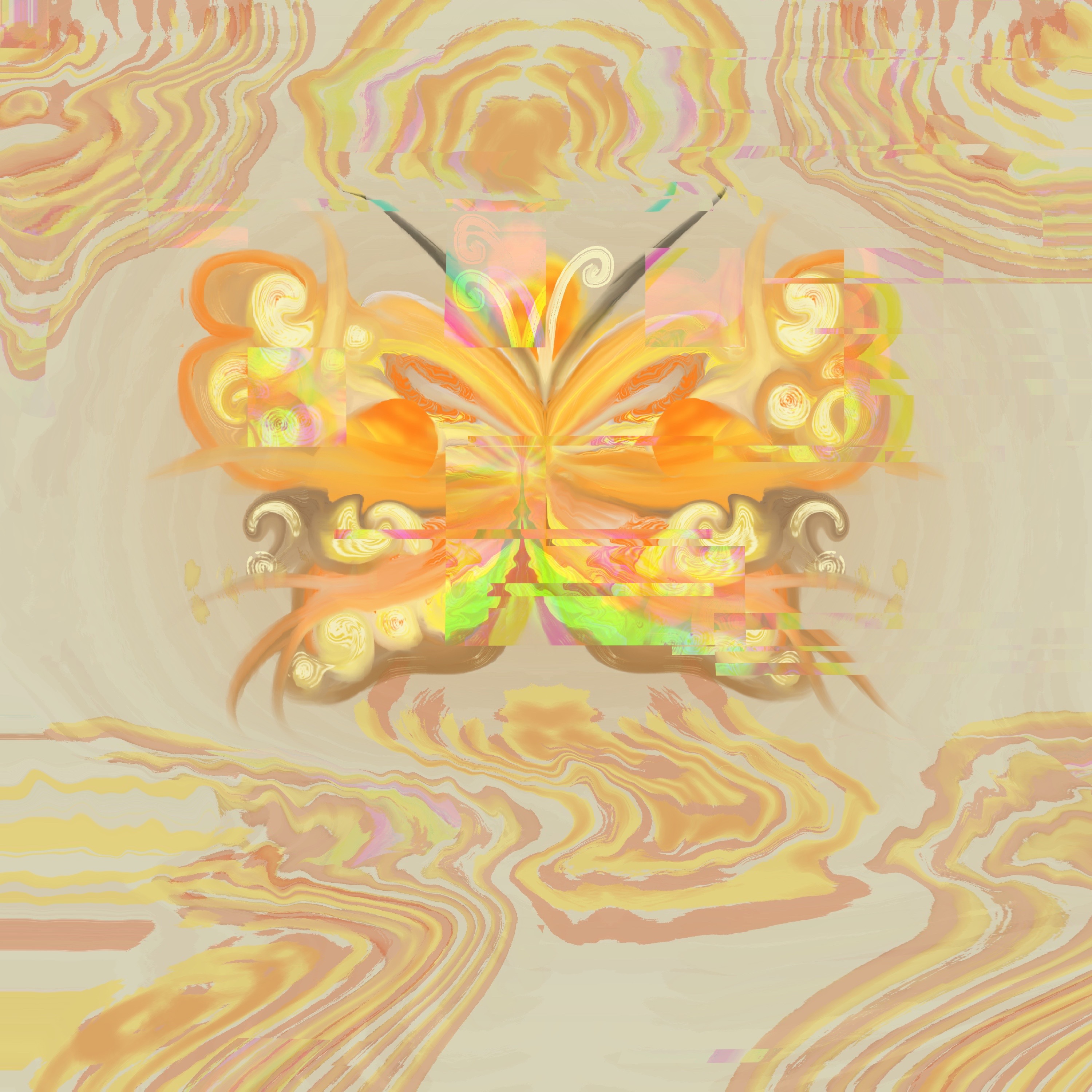 orange butterfly swirly lines