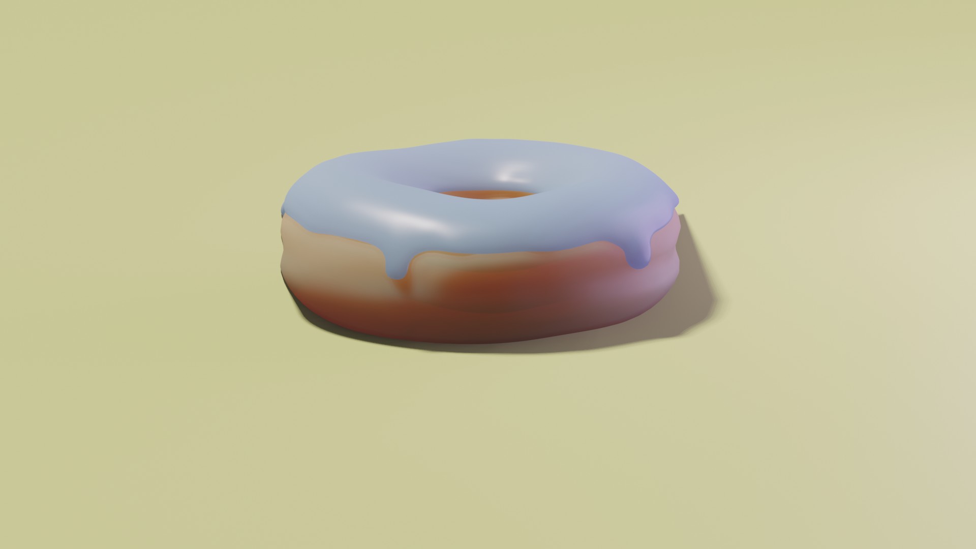 glazed blue donut with yellow background