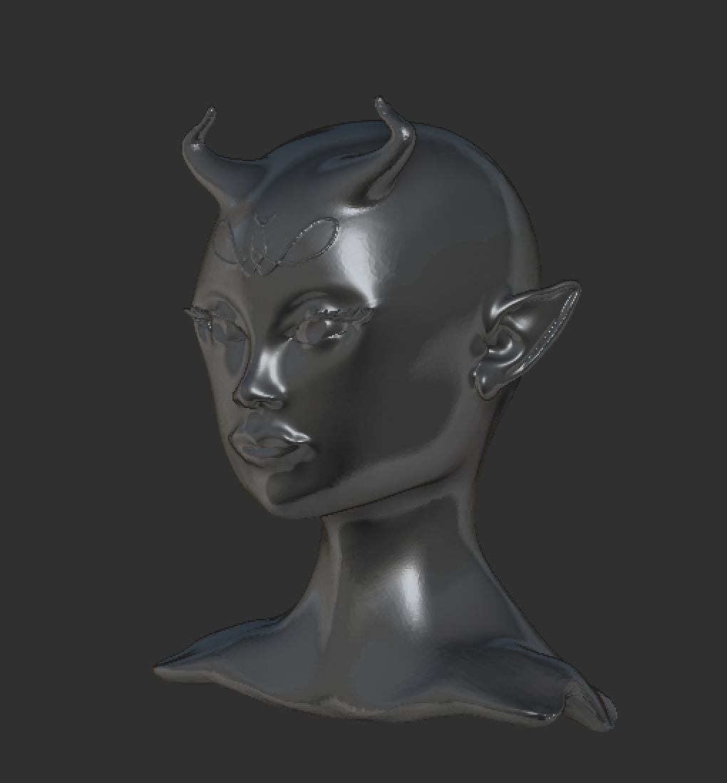 elf head 3d modeling side view