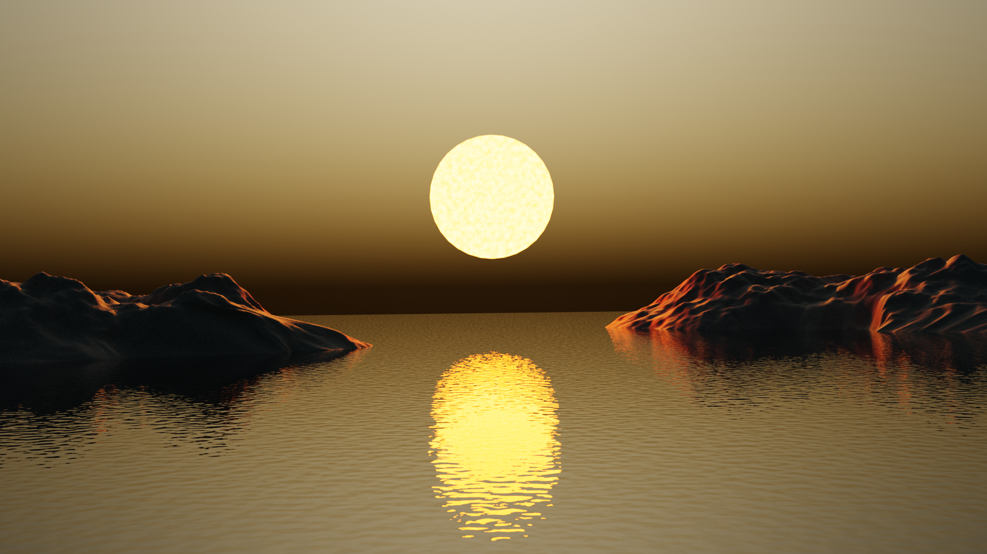 golden hour sunset with two rocks on the beach